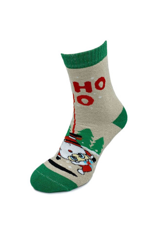 Комбинированные носки женские, махровые, высокие. санта вверх ногами. набор из 3 пар. цвет: цветной микс Крокус новогодние (365858333)