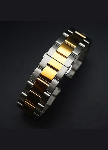 Браслет для годинника. Ширина 22 мм. колір: срібло + жовте золото No Brand (370101800)