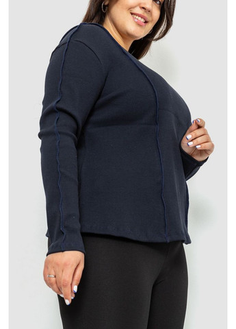 Темно-синій жіночий лонгслів в рубчик, колір темно-синій, 102r325-1 Ager (311590219)