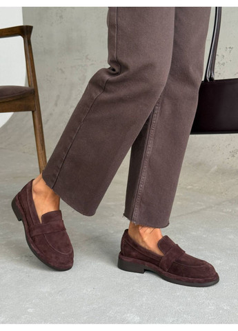 Темно-коричневые классические замшевые лоферы Helen