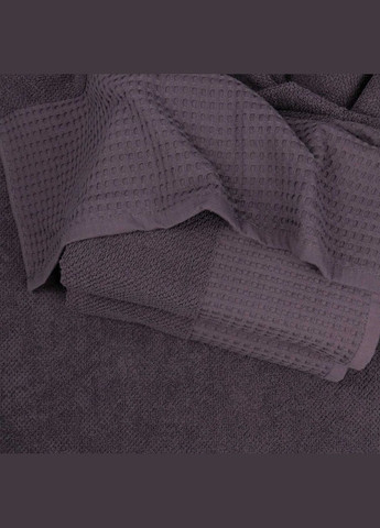 GM Textile комплект махрових рушників вафельний бордюр 2шт 50х90см, 70х140см 500г/м2 (темний виноград) фіолетовий виробництво -