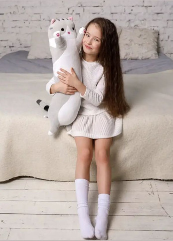 Кіт батон Довгий 70 см М'яка іграшка Подушка Обіймашка Сіра No Brand (330758135)