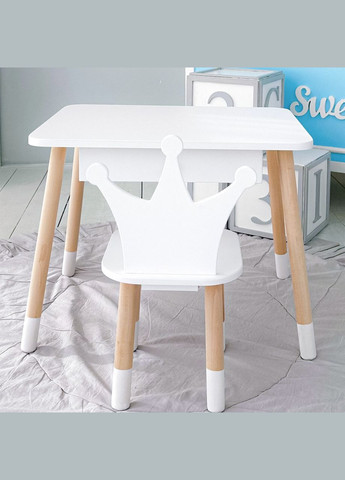 Дитячий столик і стільчик корона білий. Столик із шухлядою для олівців і розмальовок 66928 No Brand (361259097)