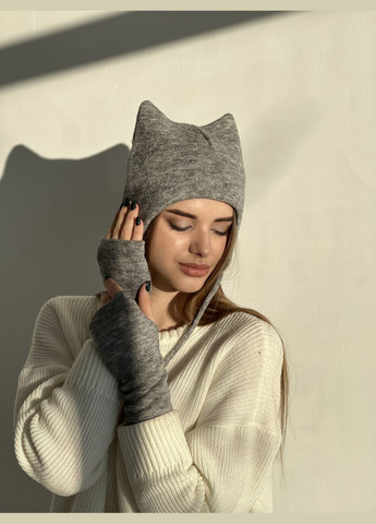 Комплект шапка з вушками та нарукавники кішка D.Hats (289386148)