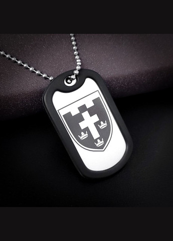 Жетон ВСУ из нержавеющей стали 50х28х2 мм с гравировкой. Цепочка в подарок! Цветная гравировка шеврона No Brand (300369243)