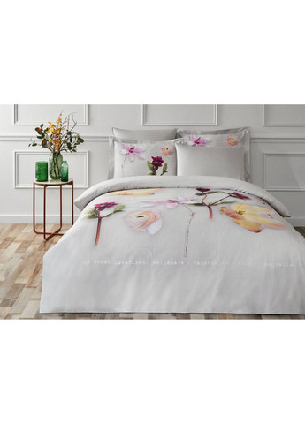 Постільна білизна Floris gri Делюкс сатин євро Tivolyo Home (369803131)