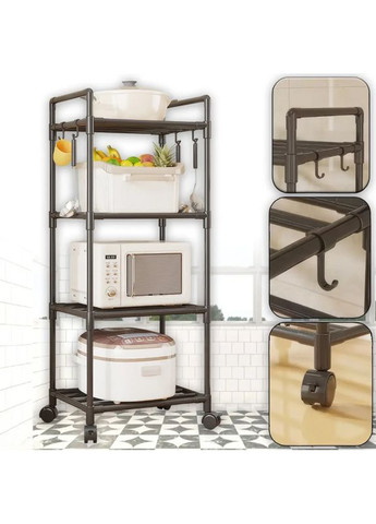 Полиця-стелаж підлогова на коліщатках для кухні 138×42×32 см Light Shelf LS-7801 Black No Brand (356740064)