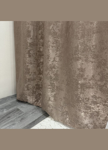 Жакардові штори з мармуровим візерунком 2шт 1.5×2.7 м, тасьма 6 см, середнє затемнення, кавового кольору. No Brand (331619138)