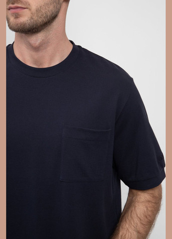 Темно-синяя темно-синяя хлопковая футболка с карманом на груди Les Deux