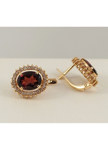 Золотые серьги с гранатом 2172 No Brand Сережки (370161683)