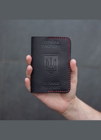 Обкладинка на паспорт, колір чорний з червоною ниткою SD Leather (285720145)