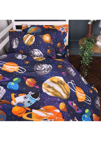 Комплект постільної білизни Бязь JUNIOR 17-0884 Astro World Полуторний Євро Mirson (399963064)