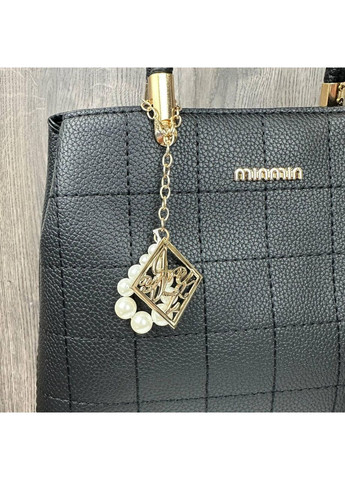 Жіноча сумка через плече з брелоком та міні гаманець чорний ПУ шкіра ProDobro (363259896)