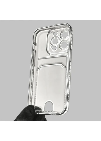 Чохол для iPhone 14 Pro зі срібною окантовкою з кишенькою для карток на айфон 14 про срібний Apple (366023528)