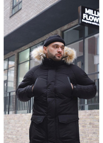 Черная зимняя парка зимняя европейская плащевка съемный мех No Brand