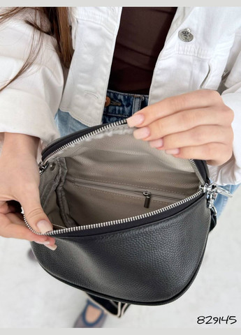 Жіноча сумка кросбоді трансформер чорний колір натуральна шкіра No Brand (346122906)