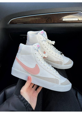 КРОССОВКИ ЖЕНСКИЕ NIKE BLAZER MID PINK WHITE НАЙК БЛЕЙЗЕР No Brand розовые демисезоны (368867288)