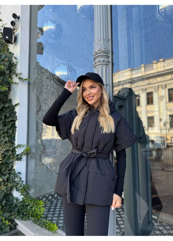 Жилет женский с поясом и капюшоном (Замеры в описании) GD/GL Модний простір (366883341)