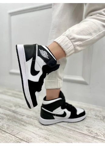 КРОССОВКИ ЖЕНСКИЕ NIKE AIR JORDAN 1 RETRO HIGH BLACK WHITE 3 НАЙК АИР ДЖОРДАН No Brand чёрные демисезоны (368867370)