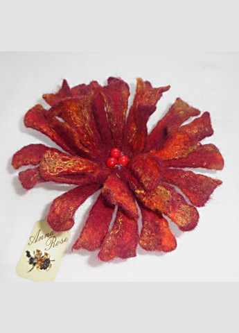 Войлочная брошь цветок ручной работы цвет бордо "Осенняя Хризантема" No Brand (349843143)
