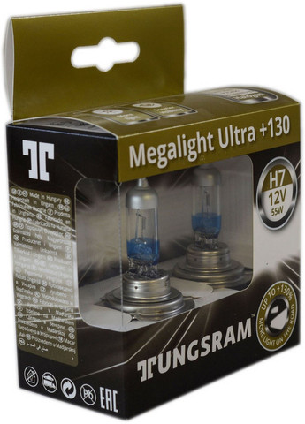 Лампа галогенная h7 12v 55w px26d +130% megalight ultra, к-т No Brand (282594152)
