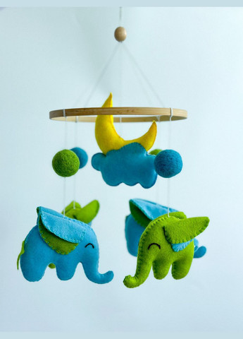 Дитячий мобіль на ліжечко для немовлят ручної роботи WooolyWool «Слоненята» No Brand (342757835)