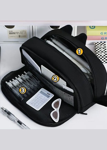 Пенал школьный Косметичка в виде Котика. Черный No Brand (337170842)