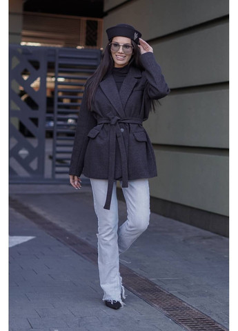 Графитовое демисезонное Пальто-пиджак из кашемира Adelante