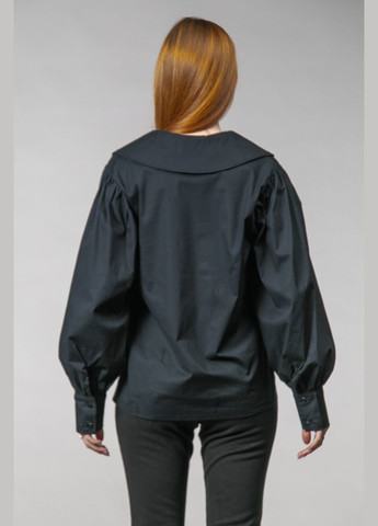 Черная классическая рубашка однотонная CHICLY с длинным рукавом