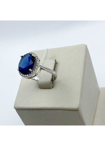 Каблучка срібна з сапфіром альпінітом та кубічним цирконієм 17,5 3,06 г No Brand (370142269)