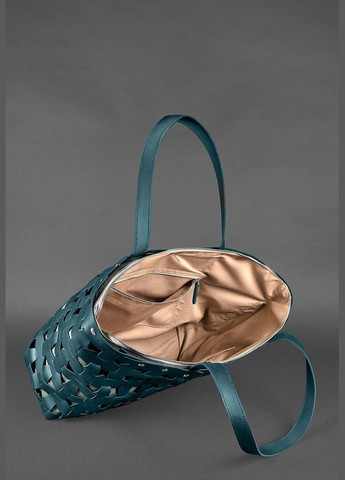 Кожаная женская плетеная сумка Пазл Xl зеленая Krast (A-026675) BlankNote (327874169)