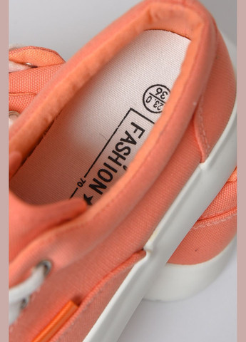 Персикові кеди жіночі персикового кольору на шнурівці текстиль Let's Shop