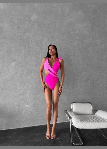 Рожевий літній стильний суцільний купальник суцільний No Brand