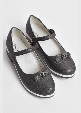 Темно-серые туфли детские для девочки темно-серого цвета без шнурков Let's Shop