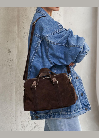 Жіноча сумка з натуральної шкіри з одним великим відділенням шоколадна "Меланія" WeLassie (337165441)