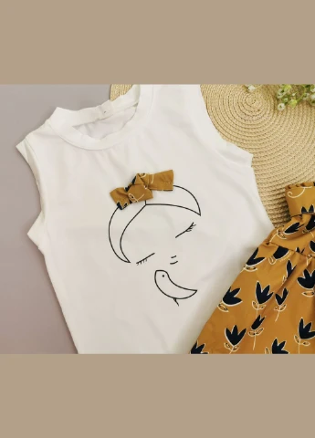 Комбінована костюм на літо для дівчинки жовтий girl 10058 No Brand (303612570)