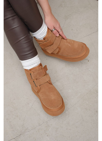 Женские высокие зимние замшевые угги рыжего цвета на липучках, тёплая и стильная обувь для повседневного использования ITTS (363984996)