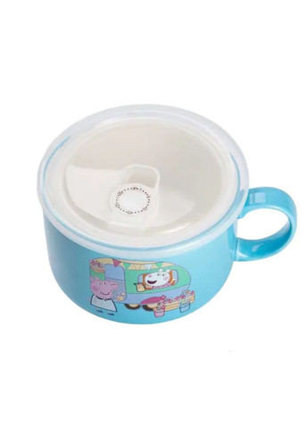 Миска для локшини порцелянова 770 мл із герметичною кришкою, блакитна HP-15-15 Yiwu (370707850)