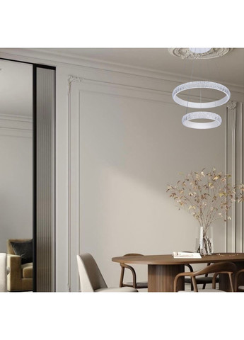 Підвісна led люстра 50W 40+60см в білому кольорі (87-5130 (400+600) WH) No Brand (370069681)