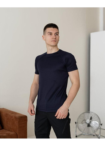 Темно-синяя базовая спортивная футболка из современной ткани с коротким рукавом Vakko