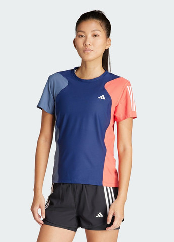 Синяя всесезон футболка own the run colorblock adidas