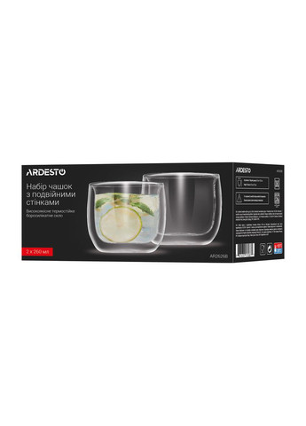 Набір склянок із подвійними стінками низьких Ardesto AR2626B 260 мл 2 шт No Brand (349224682)