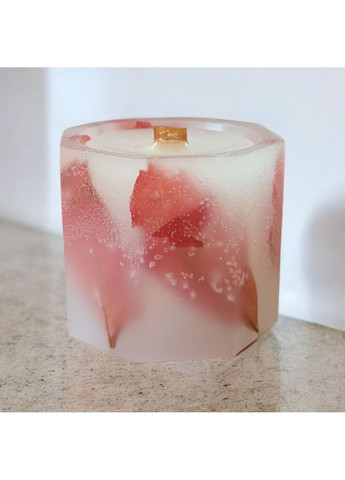 Свічка ручної роботи декоративна восьмикутна свічка з червоним литтям дикого винограду з дерев'яним ґнотом 15 годин горіння Handmade Studio - AV (372492595)