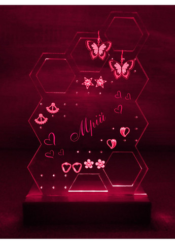 Органайзер с подсветкой для серьг Соты. Мечтай (дизайн 34.2, чёрное основание) Creative (355395696)