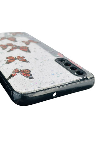 Чохол для Galaxy A50 (SM-A505F) з блискітками з метеликами на самсунг а50 чорний Samsung (366389392)