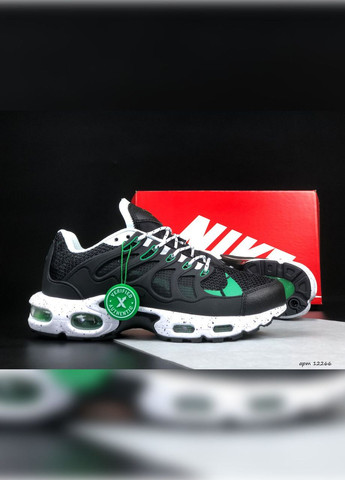 Черные демисезонные черные с белым\зелеными демисезонные мужские кроссовки No Brand