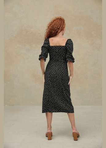 Черное коктейльное, повседневный, кэжуал, джинсовое элегантное прямое платье с воланом по низу INNOE с цветочным принтом