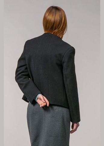 Черный женский пиджак приталенный кашемир CHICLY однотонный - зимний