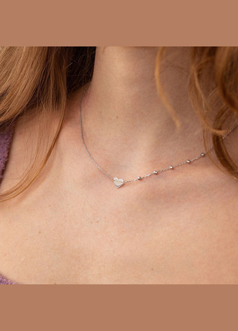 Кольє Сердечко у білому золоті кол02352 43 Oniks (264392845)