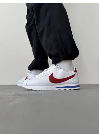 Білі кросівки чоловічі nike cortez basic white/red найк кортез білі демісезон No Brand